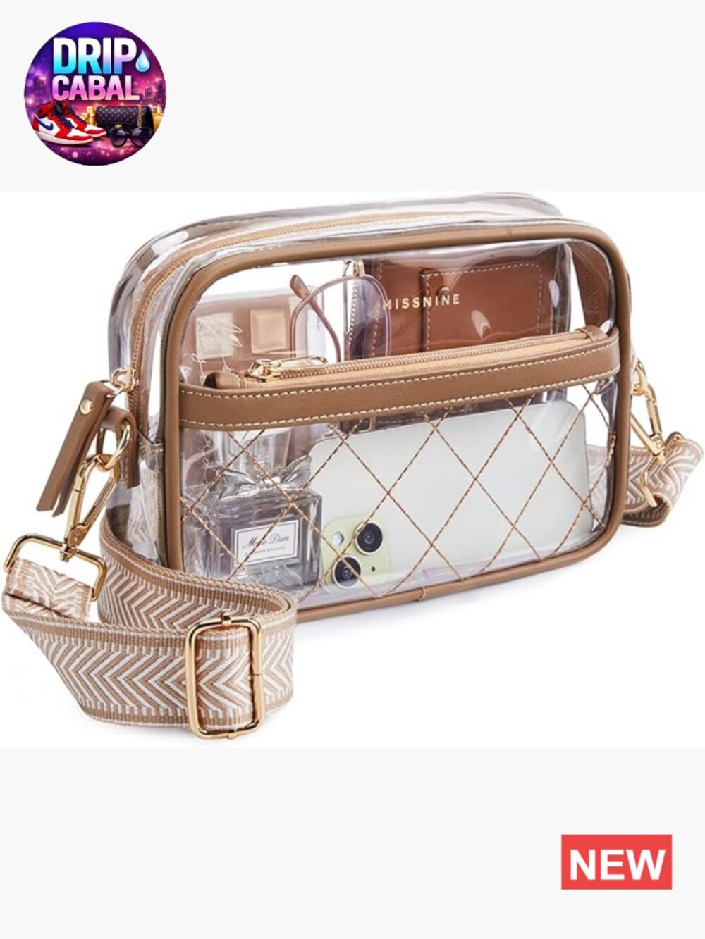 Quilted Clear PVC Crossbody Bag Stadium Approved